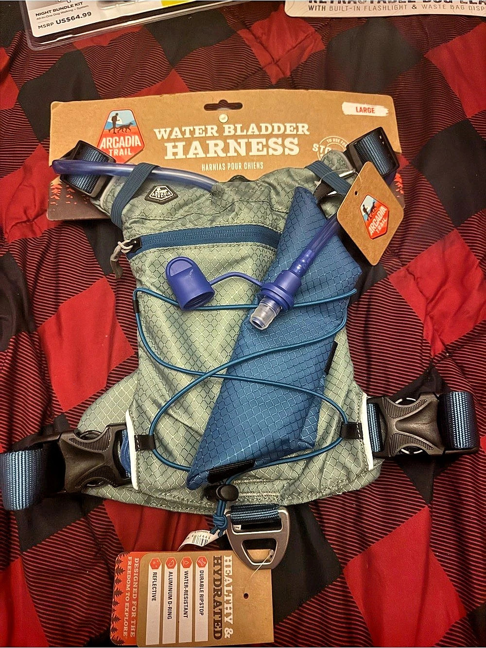 Arcadia Trail Water Bladder Harness Large Dog Harness Blue & Gray